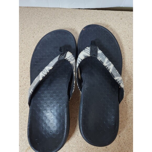 Vionic Tide II Womens Black-White Toe Post Stylish Flip Flop Flats Zebra - Picture 4 of 14